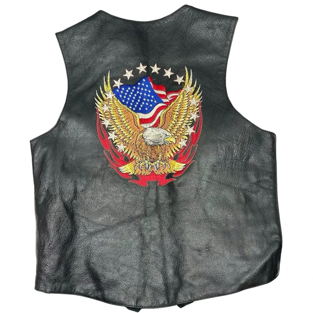 HOT LEATHER‎ VEST  SIZE LARGE   VERY BLACK 100%  leather outer shell